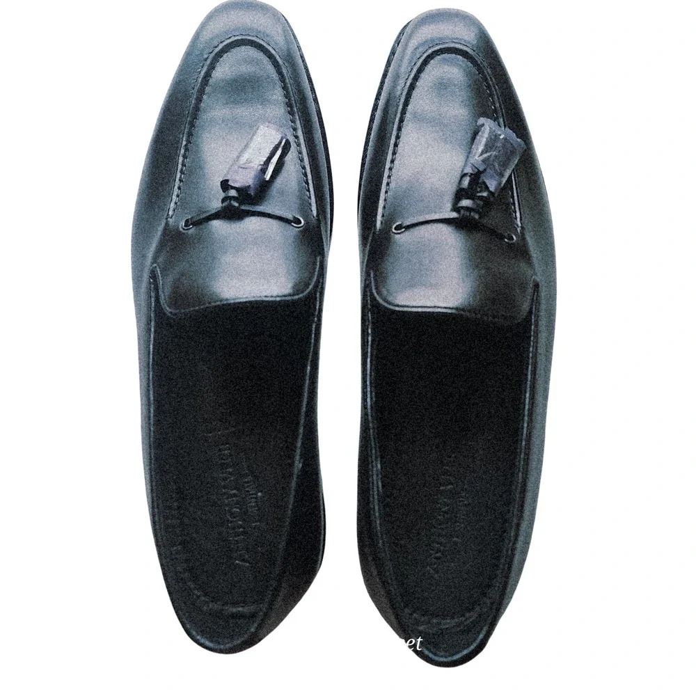 Anthony Veer Kennedy Tassel Loafer Black Leather Goodyear Welted Mens 11 D NEW